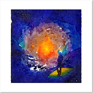 Fire Art Watercolor Posters and Art